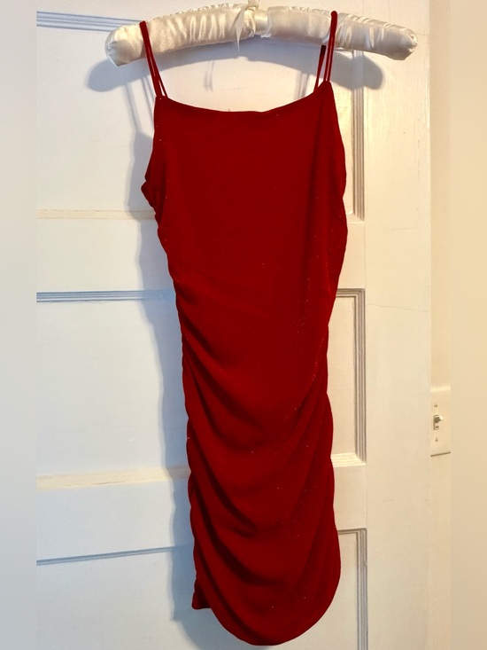 Tadashi Shoji Dresses & Skirts - Red Ruched Bodycon Mini Dress Red Sparkle size Small